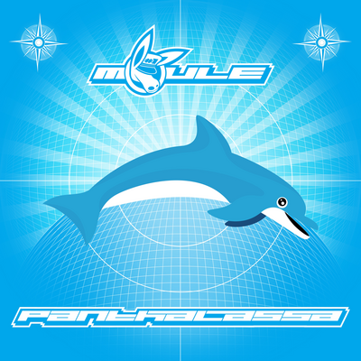 Cover art of Panthalassa, a mostly light blue cover artwork showing a dolphin jumping over a globe.