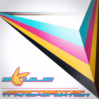 The cover artwork for Department of Transformation, showing a CMYK ribbon bouncing off the leftmost part in the background, and towards the rightmost part in the foreground, of the cover artwork respectively in front of a white background.